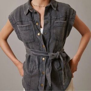 Anthropologie Women’s Gray Pilcro Belted Vest